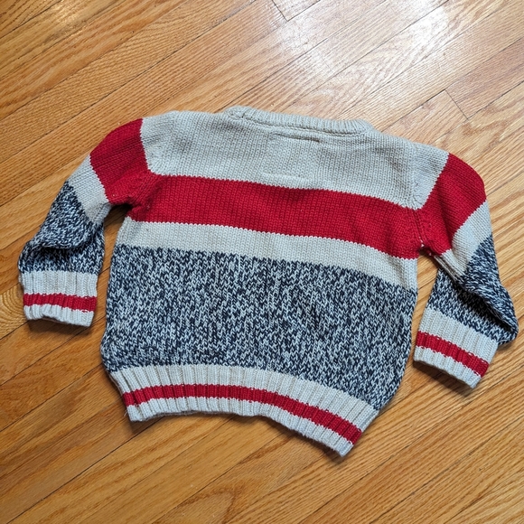 Roots Cabin Knit Sweater Grey Tan Red 8-12 months unisex boy girl winter outdoor - Picture 5 of 9